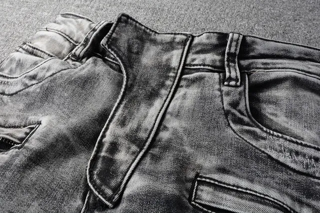 Balmain मोटो-स्टाइल distressed ग्रे जीन्स 15