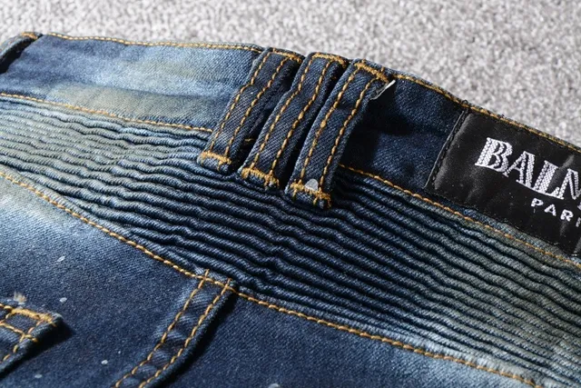 Balmain Moto-Style Paint-Splatter Distressed Slim Fit Jeans 3