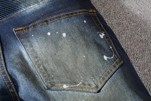 Balmain Moto-Style Paint-Splatter Distressed Slim Fit Jeans 5