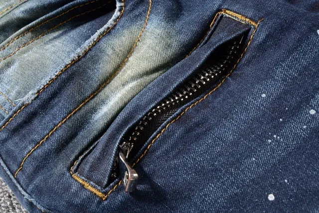 Balmain Moto-Style Paint-Splatter Distressed Slim Fit Jeans 8