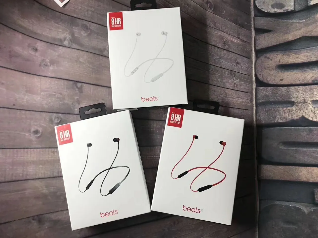 Beats X White Red Neckband Design Flexible Cable Sports Earphones 9