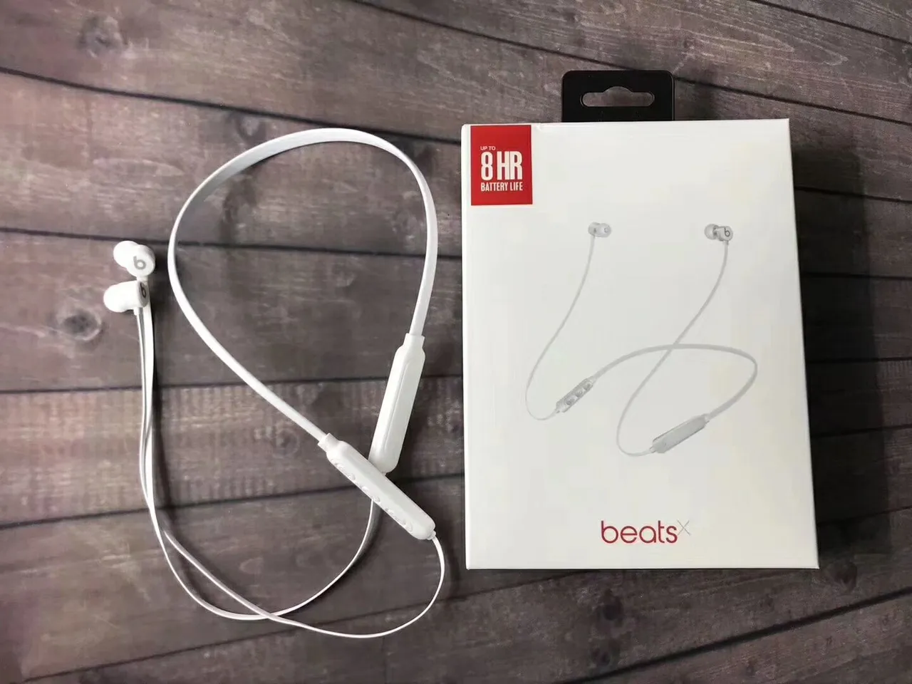 Beats X White Red Neckband Design Flexible Cable Sports Earphones 10