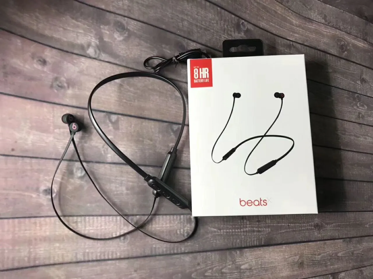 Beats X White Red Neckband Design Flexible Cable Sports Earphones 11