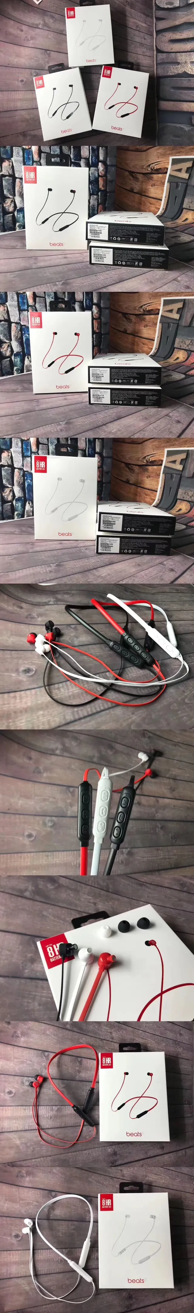 Beats X White Red Neckband Design Flexible Cable Sports Earphones 15