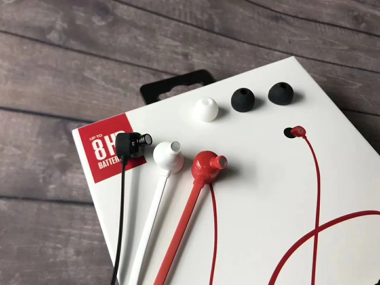 Beats X White Red Neckband Design Flexible Cable Sports Earphones 16