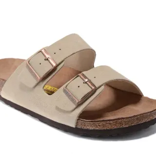 Birkenstock Arizona Sandales Casual à Deux Sangles en Daïm Beige