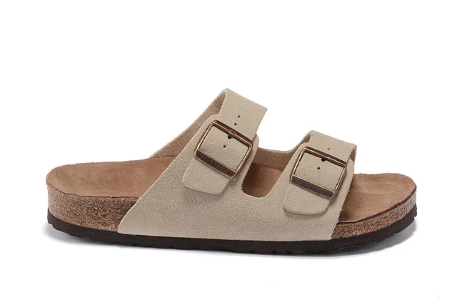 Birkenstock Arizona Sandales Casual à Deux Sangles en Daïm Beige 2