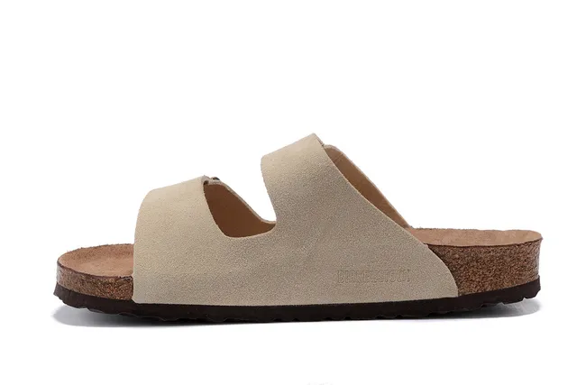 Birkenstock Arizona Sandales Casual à Deux Sangles en Daïm Beige 4