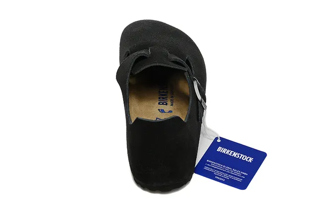Birkenstock Arizona Noir Beige Daim Supérieur Fermeture Boucle Une Sangle Chaussures Casual 4