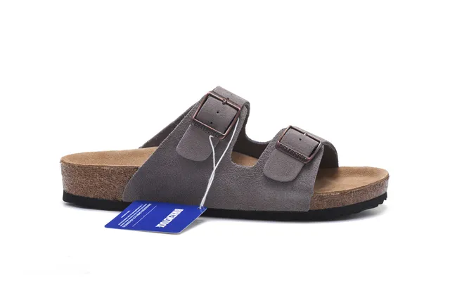 Birkenstock Arizona Sandales Gris Daim à Deux Brides Casual 2