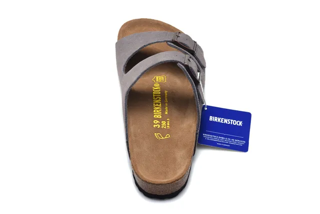 Birkenstock Arizona Sandales Gris Daim à Deux Brides Casual 5