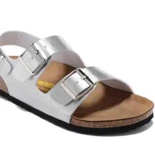 Birkenstock Arizona Metallic Silver Gladiator Sandals