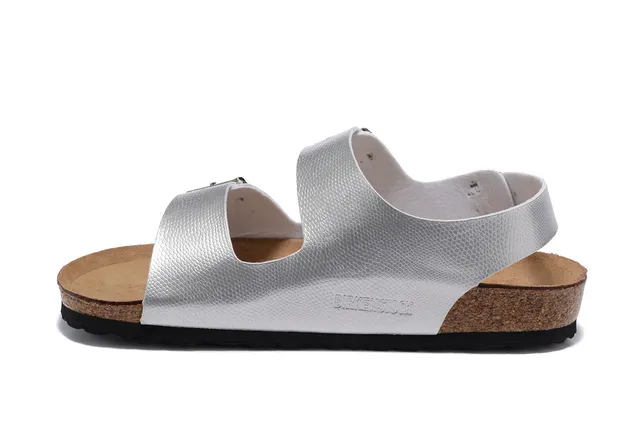 Birkenstock Arizona Metallic Silver Gladiator Sandals 4