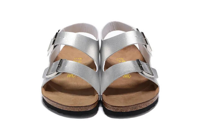 Birkenstock Arizona Metallic Silver Gladiator Sandals 5