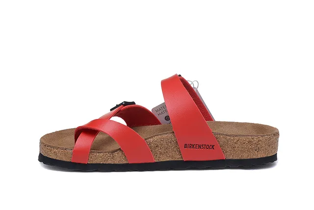 Birkenstock Arizona Sandales Casuales en Cuir Rouge 4