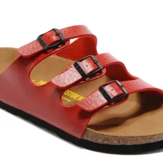 Birkenstock Arizona Red Three-Strap Casual Sandals