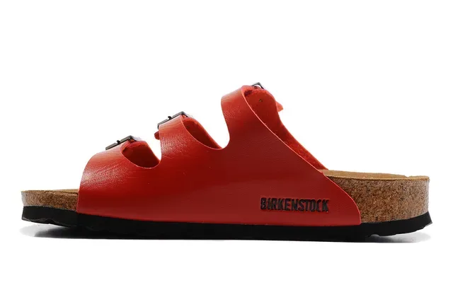 Birkenstock Arizona Sandales Casuales à 3 Bretelles Rouges 2