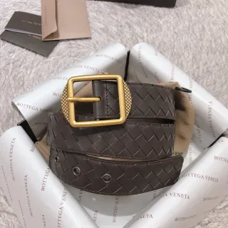 بوتيغا فينيتا حزام جلد بني ذهبي إنتِرْتشيَاتو مُنسَج طَرِيقي مَشْبَك