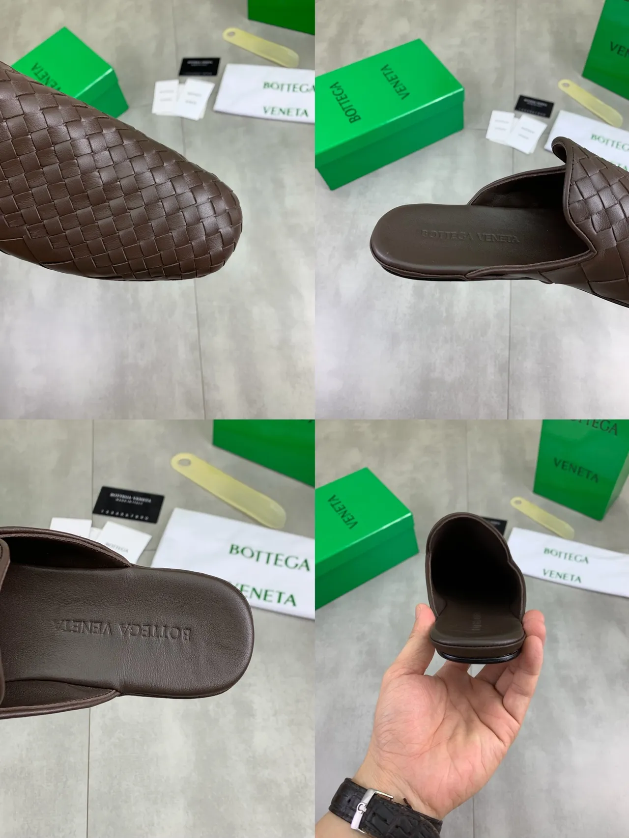 Bottega Veneta Brown Intrecciato Woven Leather Mule Silhouette Casual Shoes 3