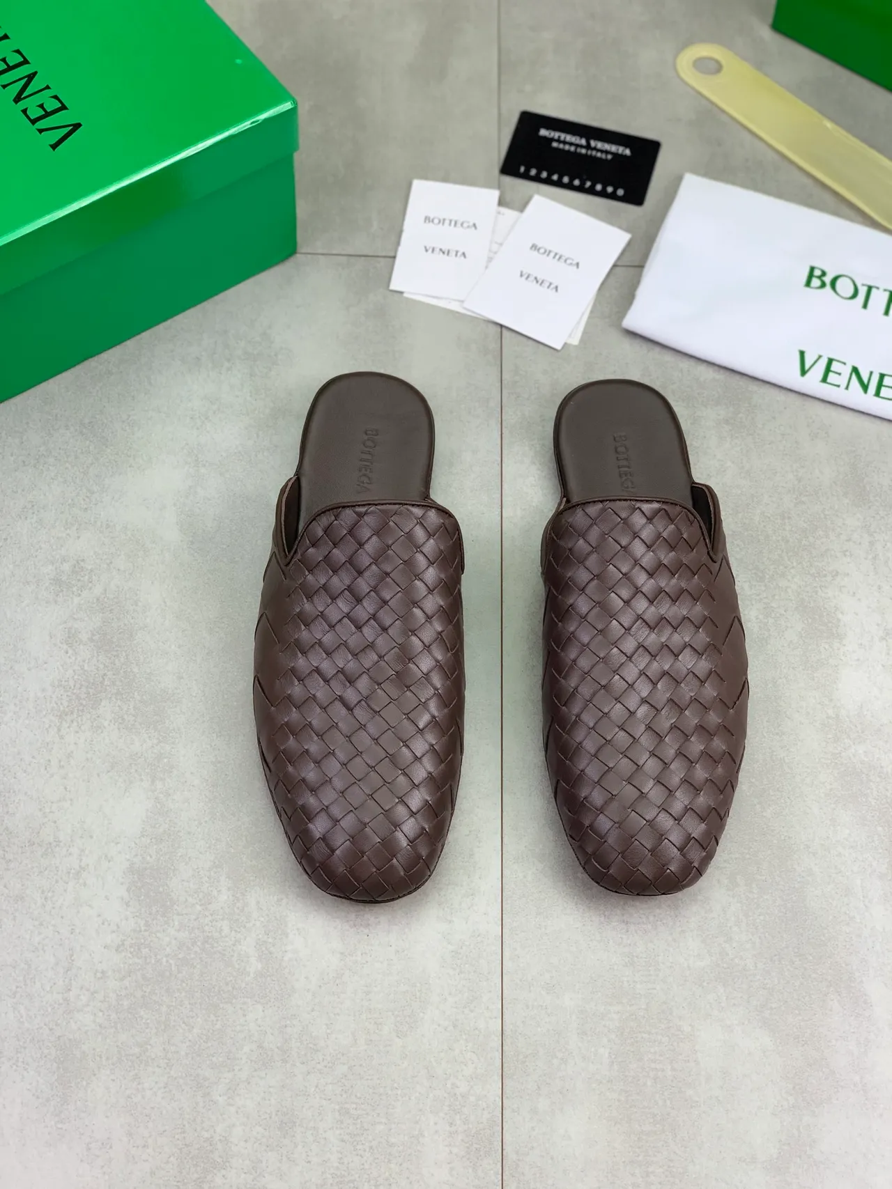 Bottega Veneta Brown Intrecciato Woven Leather Mule Silhouette Casual Shoes 5