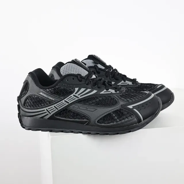 Bottega Veneta Cassette Noir Gris Maille Chaussures Lifestyle 3