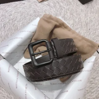 Bottega Veneta Cassette Woven Brown Leather Belt