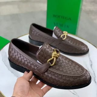 Bottega Veneta Horsebit Loafer Brown Woven Leather Loafers