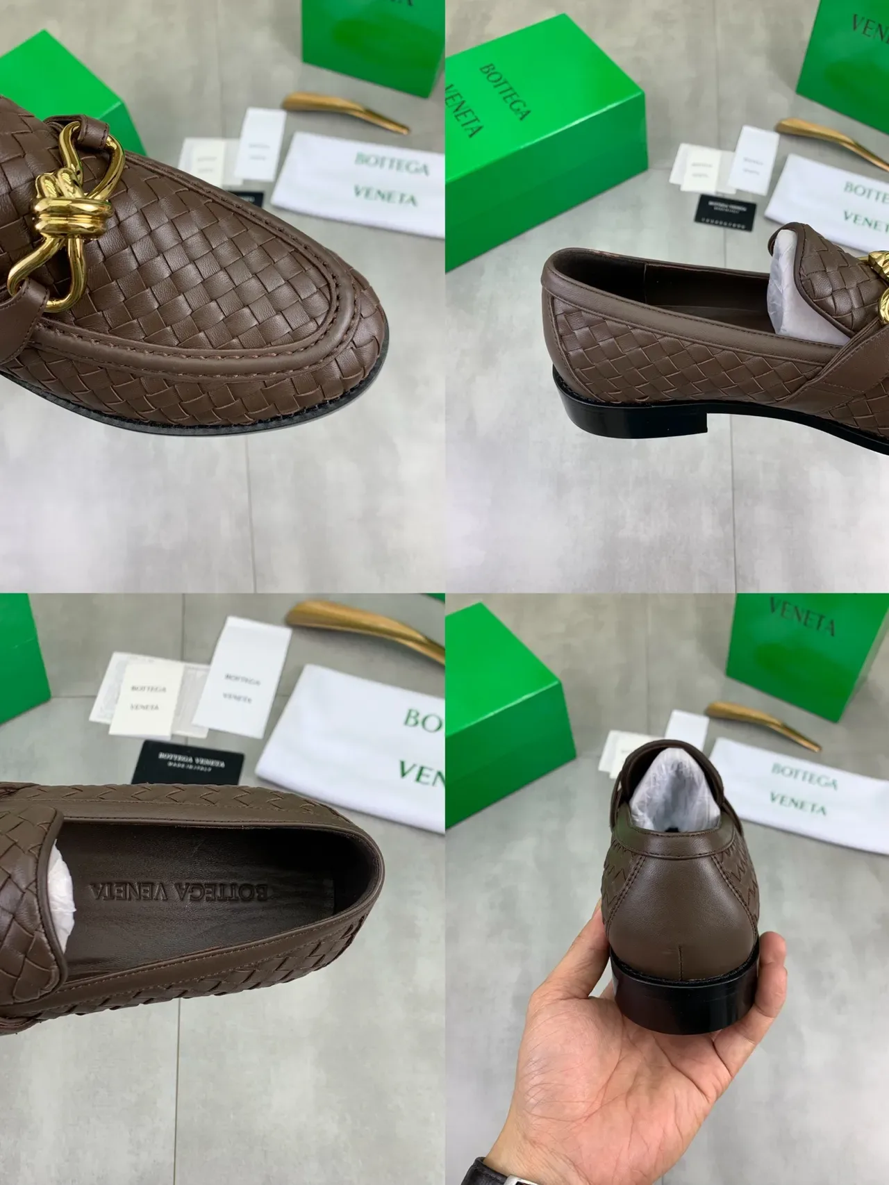 Bottega Veneta Horsebit Loafer Brown Woven Leather Loafers 3