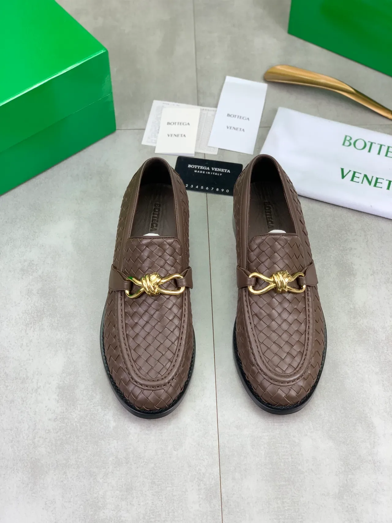 Bottega Veneta Horsebit Loafer Brown Woven Leather Loafers 5