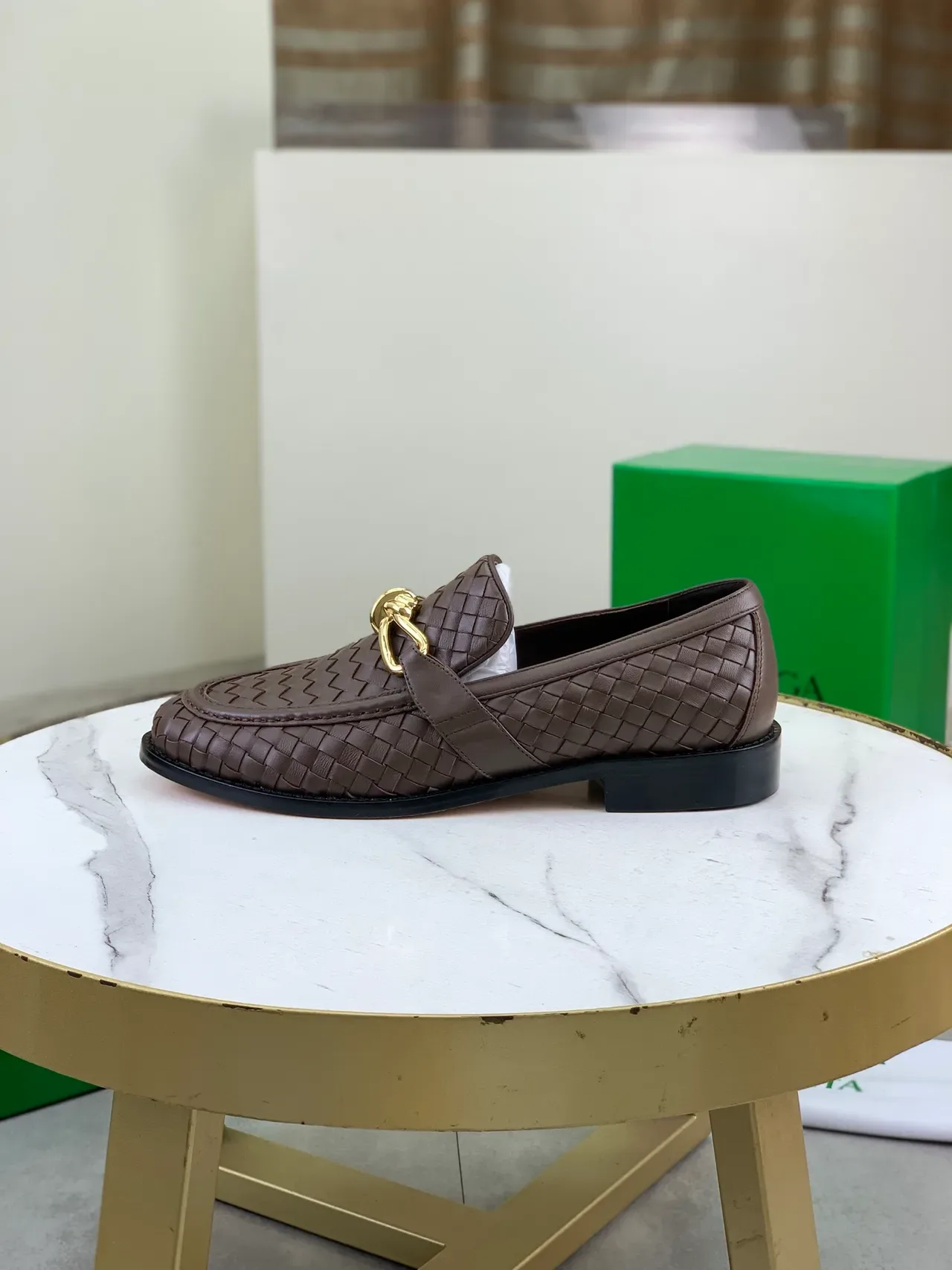 Bottega Veneta Horsebit Loafer Brown Woven Leather Loafers 6
