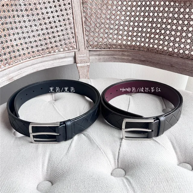 Bottega Veneta Intrecciato Cinturón de cuero negro trenzado mate con hebilla 7