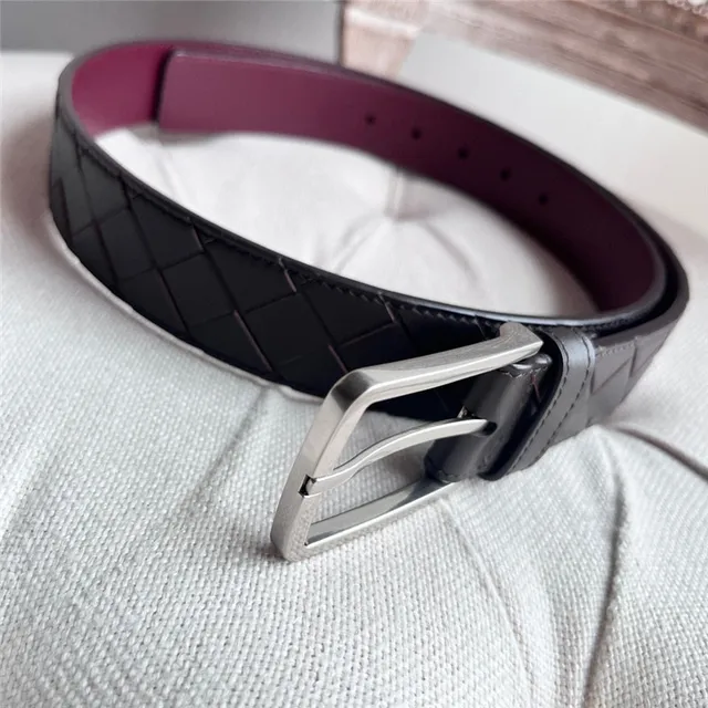Bottega Veneta Intrecciato Cinturón de cuero negro trenzado mate con hebilla 11
