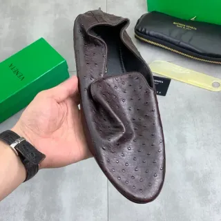 Bottega Veneta Ostrich-Embossed Brown Loafer