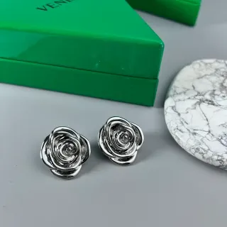 Bottega Veneta Rose Sculptural Silver Earrings
