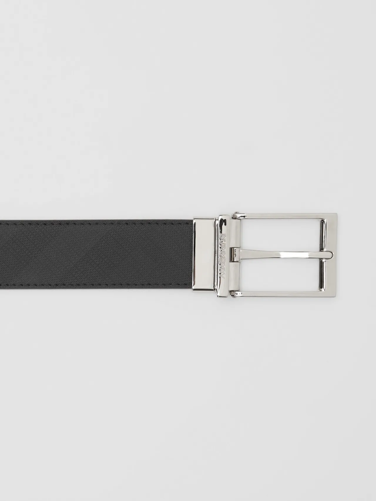 Burberry Black Silver Reversible Textured Leather Belt 2
