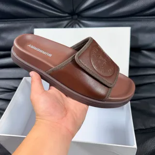 Burberry Knight বাদামী চামড়া কিনারা স্লাইড স্লিপার