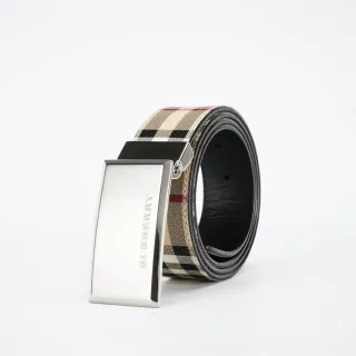 Burberry Knight Haymarket Check Beige Leather Belt