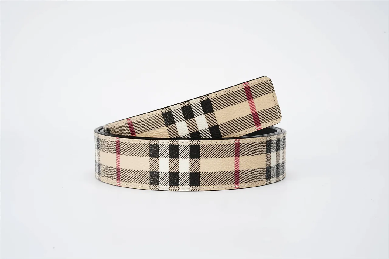 Burberry Knight Haymarket Check cinto de couro bege 2