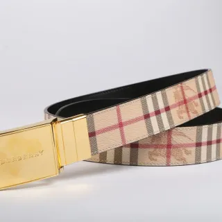Burberry Knight House Check বেইজ চামড়ার বেল্ট