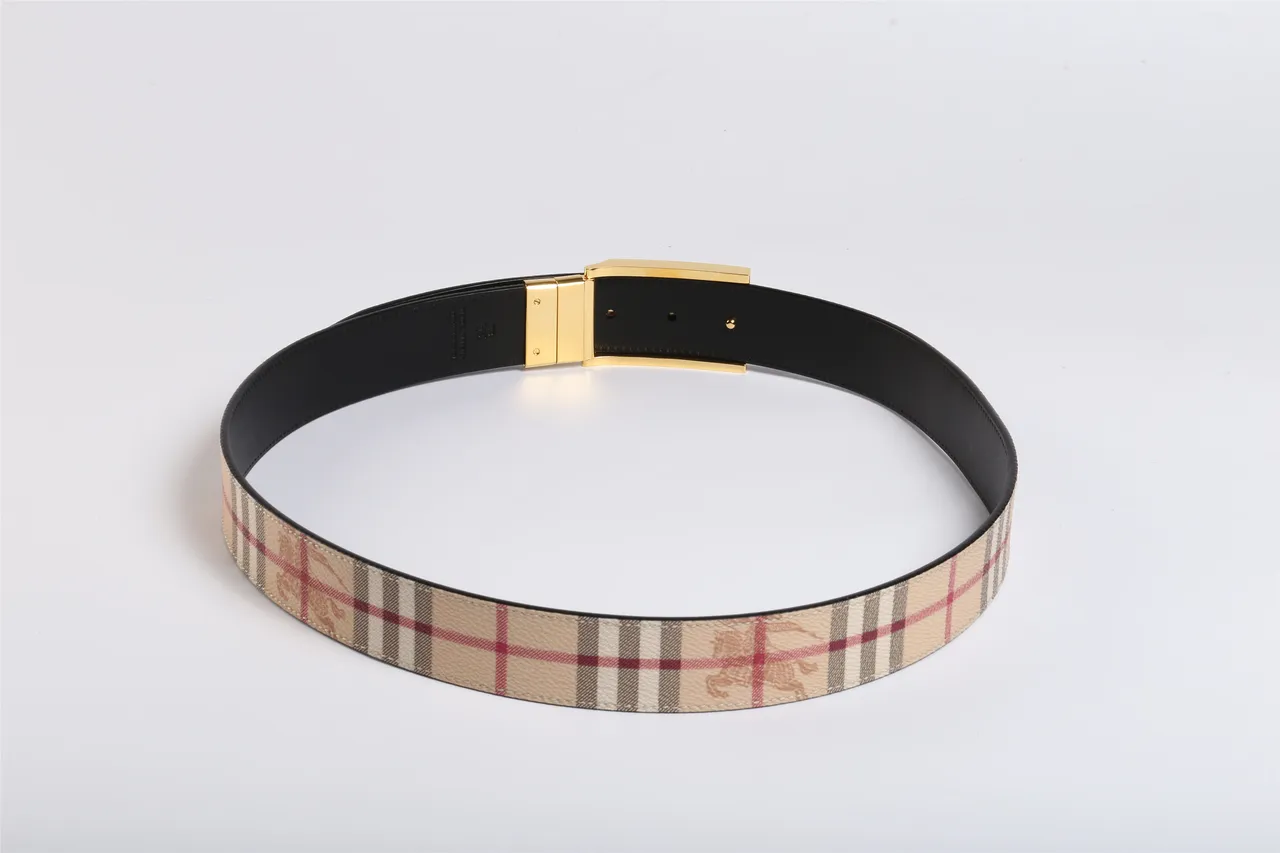 Burberry Knight House Check Ceinture en cuir beige 6