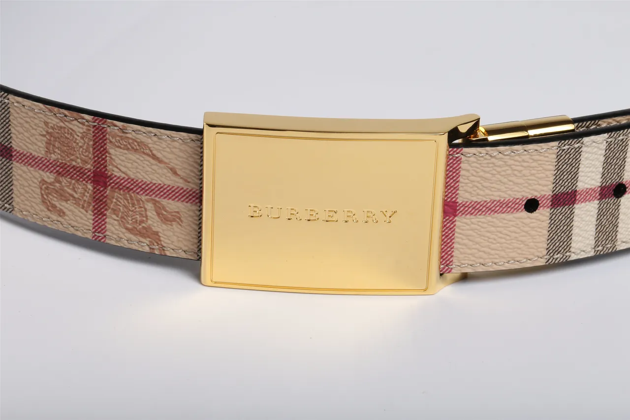 Burberry Knight House Check Ceinture en cuir beige 7
