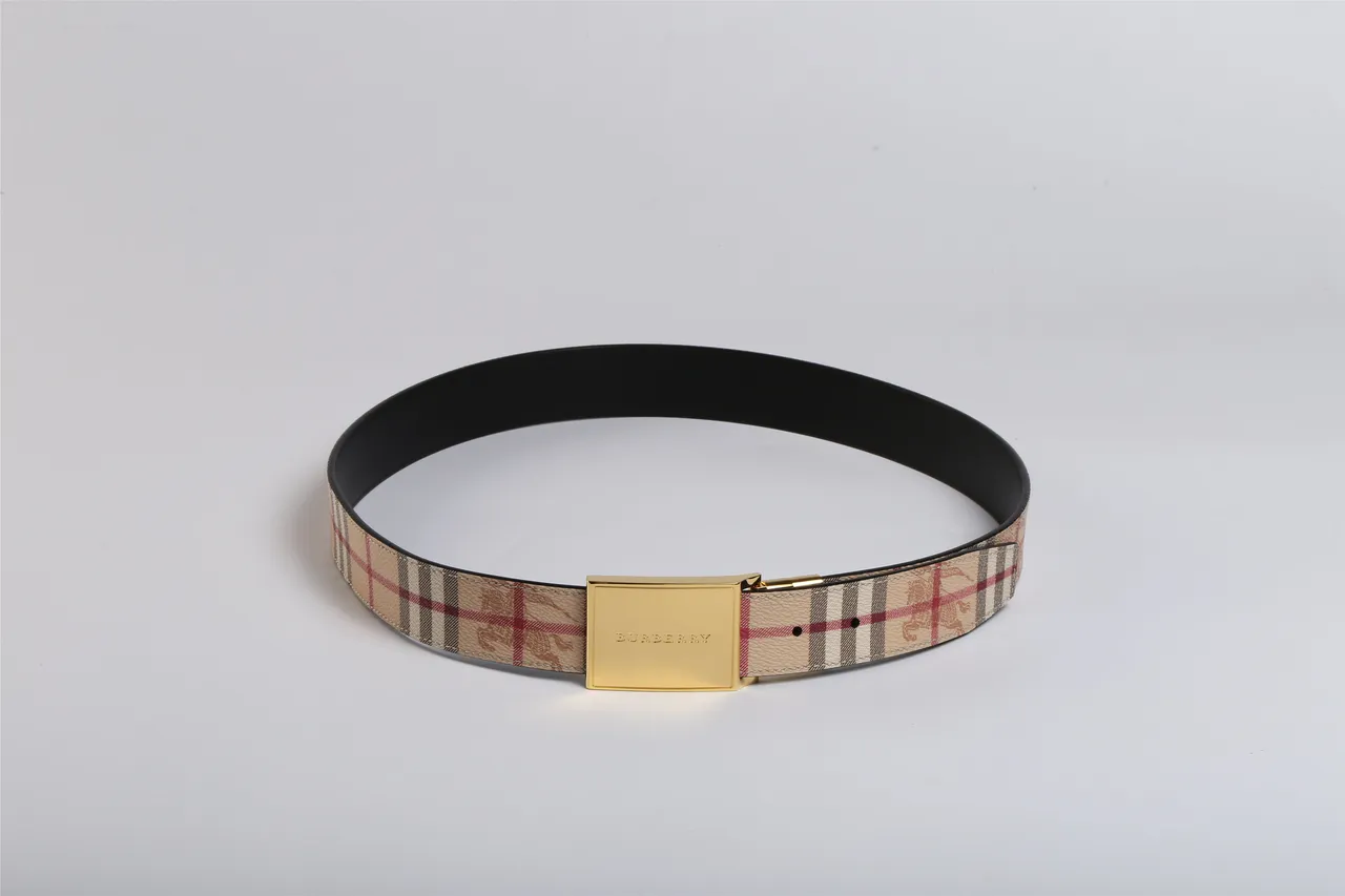 Burberry Knight House Check Ceinture en cuir beige 8