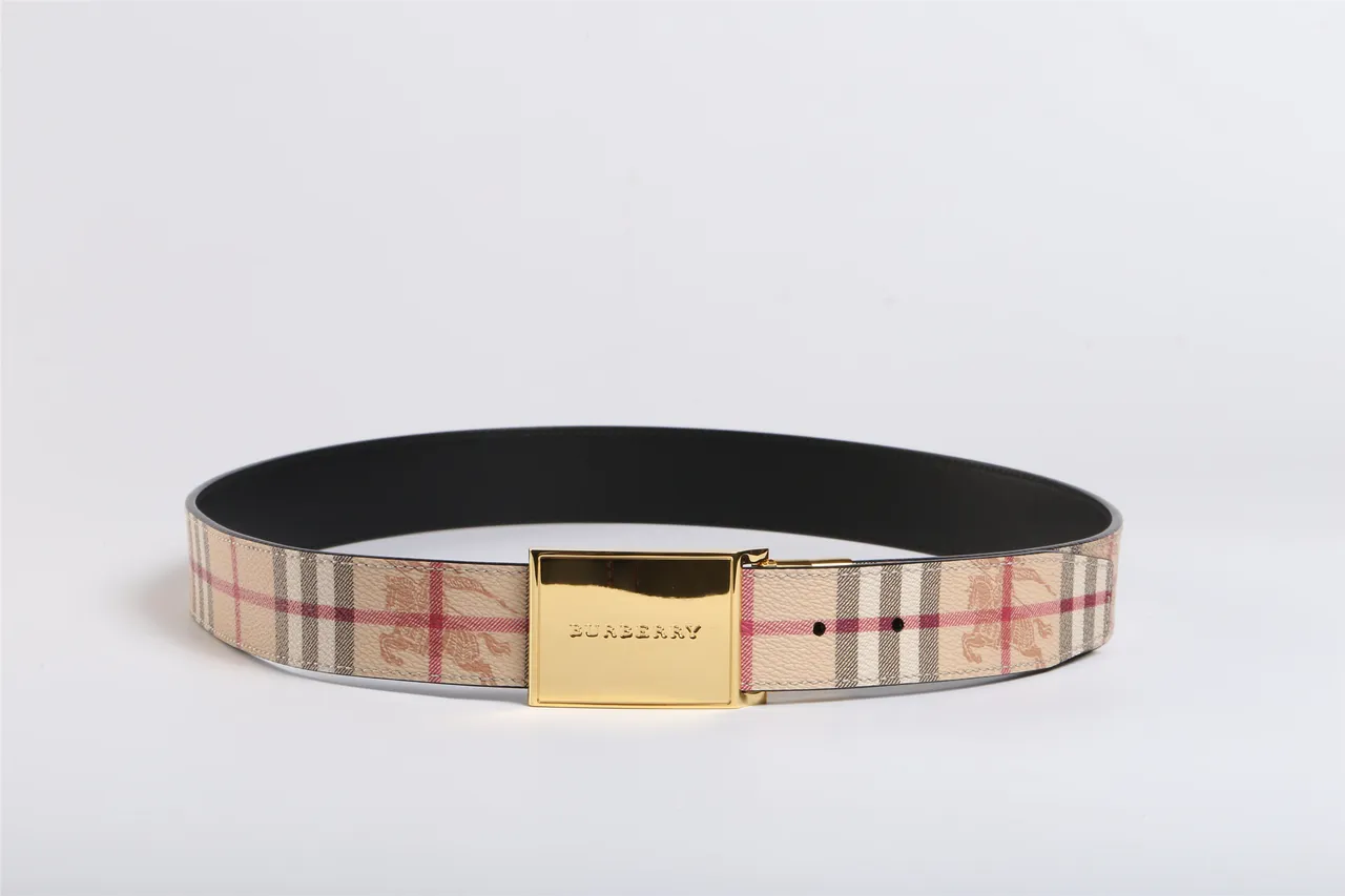 Burberry Knight House Check Ceinture en cuir beige 9