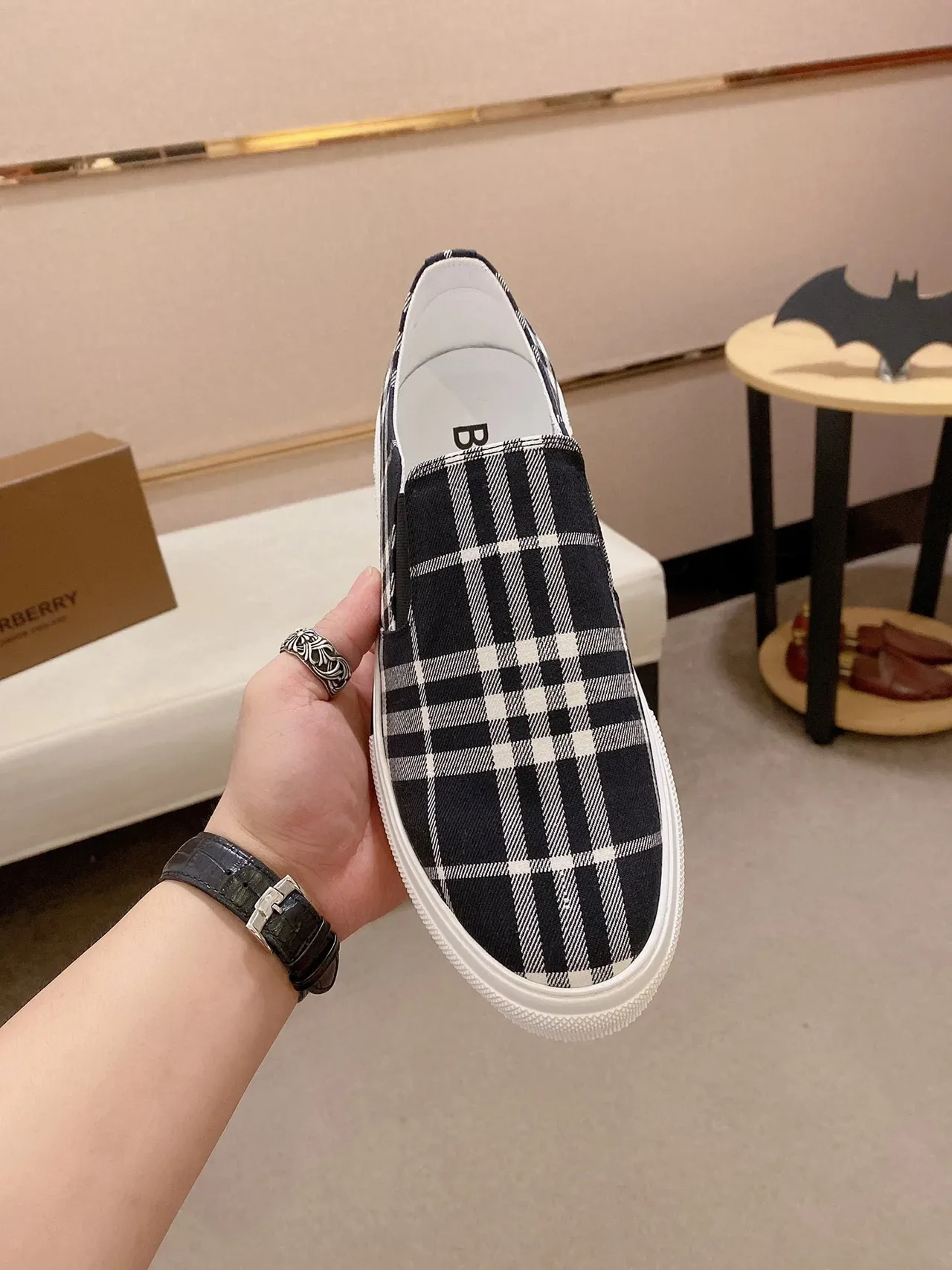 Burberry Knight Navy et Maison Blanche Check slip-on lifestyle sneakers 8