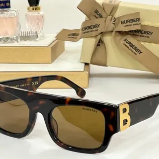 Burberry Knight Tortoiseshell Acetate Gold-B Logo Sunglasses
