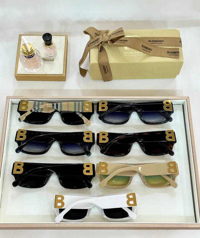 Burberry Knight Acetate Tortoiseshell Gold-B Logo Lunettes de soleil 2