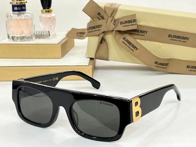 Burberry Knight Acetate Tortoiseshell Gold-B Logo Lunettes de soleil 6