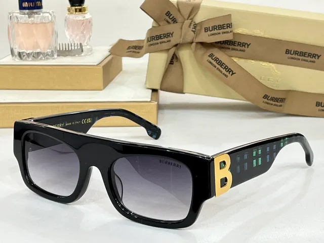 Burberry Knight Acetate Tortoiseshell Gold-B Logo Lunettes de soleil 8