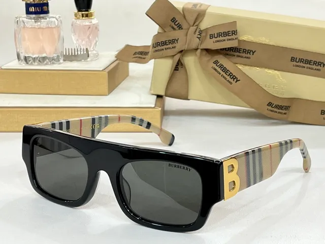 Burberry Knight Acetate Tortoiseshell Gold-B Logo Lunettes de soleil 9