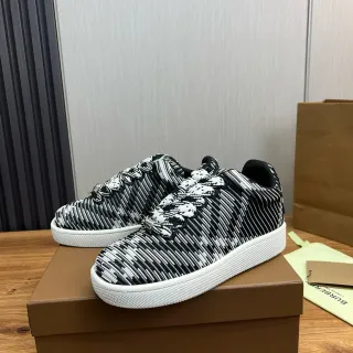 Burberry Knit Striped Black White Lifestyle Sneakers